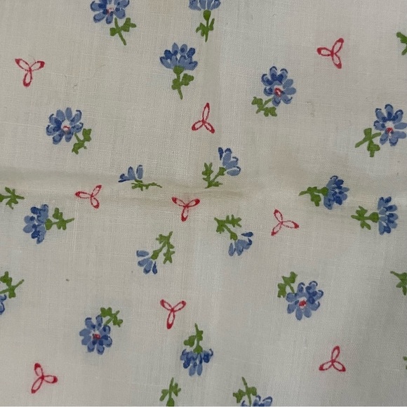 Vintage Floral Handkerchief Blue Flowers Cottagecore Decor Hanky 13” - Picture 6 of 7
